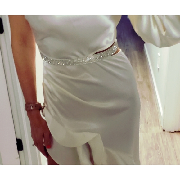 SOLD Monica One-Sleeve Asymmetric Ruffle Gown - Picture 8 of 16